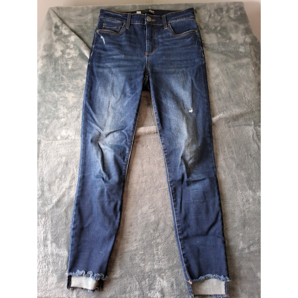 Kut from the Kloth Skinny Jeans Womens 2 Dark Wash Distressed Raw Frayed Hem